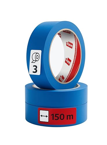 Dpm tapes - Packung Präzisions-Klebeband für Maler | Zuverlässige Haftung, Sauberes Entfernen, Präzise Linien Lackieren, DIY - 3 Stück - 3x(25 mm x 50 m) - Blau von Dpm tapes