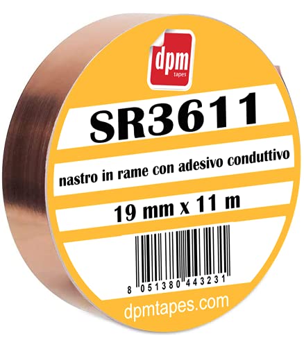 Dpm tapes SR3611 - Leitfähiges Klebeband aus Kupfer - Premium Erdungsaufkleber - Schneckenschutz - 19 mm x 11 m (1 Stück) von Dpm tapes