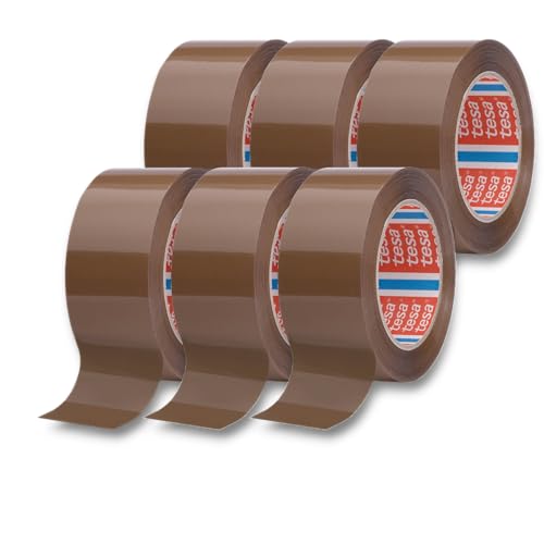 Tesa 4280 Packaging Tape – 6 Rollen Klebeband für Verpackungen, Kartons, Umzug, Lager, Arbeit, Versiegelung garantiert – 48 mm x 50 m, Braun/Havanna (6 Rollen) von Dpm tapes