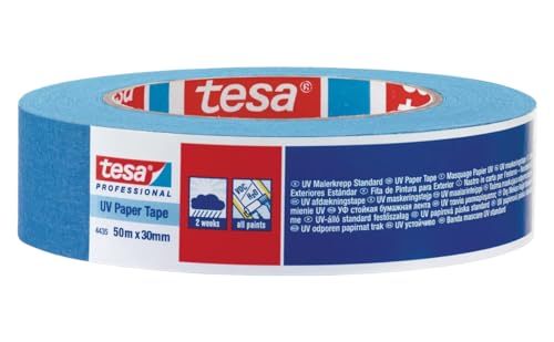 Tesa 4435 Klebeband für Präzisions-Maskierung, Lackierung, Karosserie, einfach anzuwendendes Papierband, innen und außen, keine Rückstände - Blau (30 mm x 50 m) von Dpm tapes