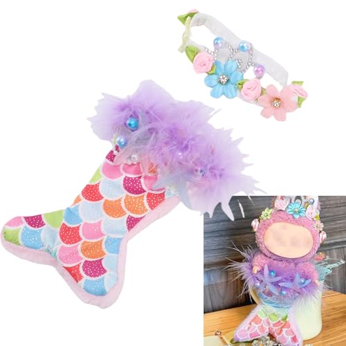 Dpofirs 17 cm Puppenkleidung, 2 -teilige Set -Kleidung, Fischschwanz Stilvoll mit Kopfschmuck, Kleidung Accessoires für 6,7 Zoll, Keine Puppe von Dpofirs