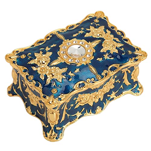 Vintage Schmuckschatulle aus Metall, Kleine Schmuckaufbewahrungsbox, Rechteckige Schmuckschatulle, Schmuckschatulle, Schmuckschatulle, Schmuckschatulle, für Frauen und Mädchen von Dpofirs