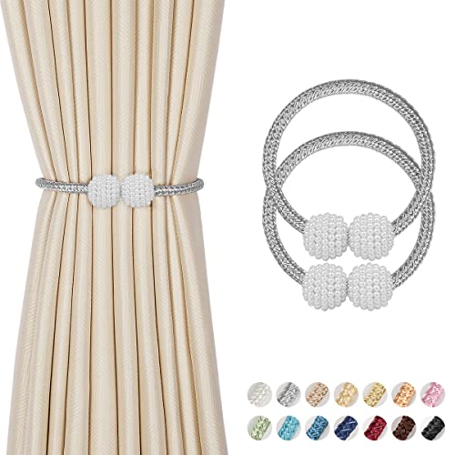 2 Stück Vorhang Raffhalter Magnetische, Gardinenhalter Raffhalter für Vorhänge, Vorhang Halter Perlenperle Holdbacks Vorhanghalter Gardinen Halter Zubehör für Zuhause Schlafzimmer Büro Deko, Grau 2 Stück Vorhang Raffhalter Magnetische, Gardinenhalter Raffhalter für Vorhänge, Vorhang Halter Perlenperle Holdbacks Vorhanghalter Gardinen Halter Zubehör für Zuhause Schlafzimmer Büro Deko, Grau von Dprofy