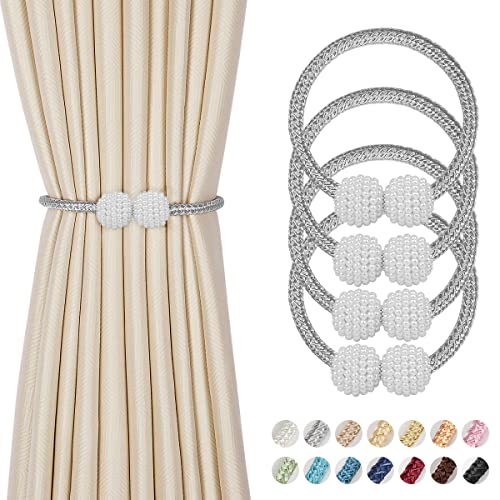 4 Stück Vorhang Raffhalter Magnetische, Gardinenhalter Raffhalter für Vorhänge, Vorhang Halter Perlenperle Holdbacks Vorhanghalter Gardinen Halter Zubehör für Zuhause Schlafzimmer Büro Deko, Grau 4 Stück Vorhang Raffhalter Magnetische, Gardinenhalter Raffhalter für Vorhänge, Vorhang Halter Perlenperle Holdbacks Vorhanghalter Gardinen Halter Zubehör für Zuhause Schlafzimmer Büro Deko, Grau von Dprofy