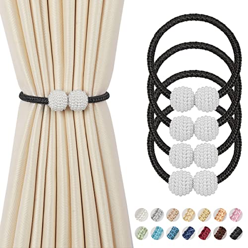 4 Stück Vorhang Raffhalter Magnetische, Gardinenhalter Raffhalter für Vorhänge, Vorhang Halter Perlenperle Holdbacks Vorhanghalter Gardinen Halter Zubehör für Zuhause Schlafzimmer Büro Deko, Schwarz 4 Stück Vorhang Raffhalter Magnetische, Gardinenhalter Raffhalter für Vorhänge, Vorhang Halter Perlenperle Holdbacks Vorhanghalter Gardinen Halter Zubehör für Zuhause Schlafzimmer Büro Deko, Schwarz von Dprofy