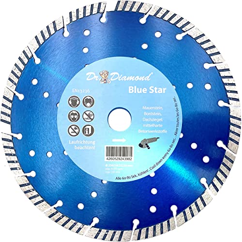 DR. DIAMOND | Diamanttrennscheibe Blue Star für Beton, Stein und Dachziegel, mit Turbosegment | von Dr. Diamond