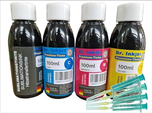 Dr.Inkjet 4x 100ml Sublimationstinte für Textildruck, Transferdruck, Sublimation Ink kompatibel für Brother, Epson, Ricoh, Roland, Mimaki, Mutoh von Dr. Inkjet