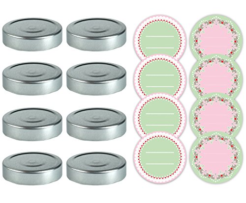Dr. Oetker Deckel Twist-Off+Aufkleber, Weißblech, Silber/grün/rot/weiß/rosa, 8,5 x 8,5 x 1 cm, 8-Einheiten Dr. Oetker Deckel Twist-Off+Aufkleber, Weißblech, Silber/grün/rot/weiß/rosa, 8,5 x 8,5 x 1 cm, 8-Einheiten von Dr. Oetker