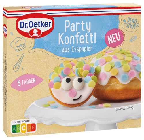 Dr. Oetker Party Konfetti aus Esspapier 8er Pack (8 x 9g) : Das bunte Konfetti aus Esspapier macht als Esspapier Tortendeko oder Streudekor für Geburtstage jedes Gebäck fröhlicher von Dr. Oetker