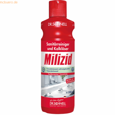 Dr. Schnell Sanitärreiniger / Kalklöser Milizid Konzentrat 200ml Dr. Schnell Sanitärreiniger / Kalklöser Milizid Konzentrat 200ml von Dr. Schnell