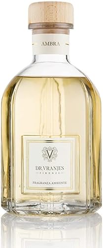 Dr. Vranjes Ambra Diffusor 1250 ml + Doppelpack weiße Stäbchen (3 Stück), luxuriöser Duft, hergestellt in Italien, Hauptduft: orientalisch, olfaktorische Pyramide: Bernstein, Patschuli, Sandelholz von Dr. Vranjes