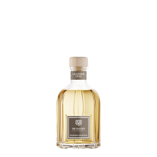 Dr. Vranjes - Leather Oud 250 ml Diffuser + Doppelback Weiße Stäbchen (3 Stück) – Luxuriöser Raumduft, Hergestellt in Italien, Hauptnoten: Leder, Holz, Fragrance Pyramid: Oud, Bergamotte, Sandelholz von Dr. Vranjes