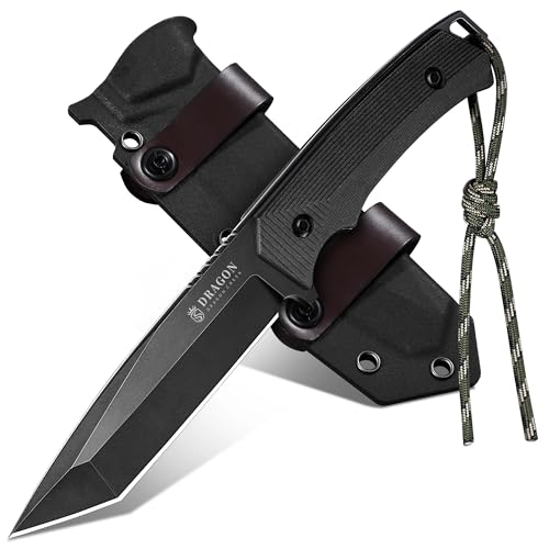 Dragon Creek Outdoor Messer feststehend-Tanto-Klinge aus rostfreiem Stahl, G10 Griff, Kydex-Scheide-Bushcraft Survival Einsatzmesser für Camping & Trekking Dragon Creek Outdoor Messer feststehend-Tanto-Klinge aus rostfreiem Stahl, G10 Griff, Kydex-Scheide-Bushcraft Survival Einsatzmesser für Camping & Trekking von Dragon Creek