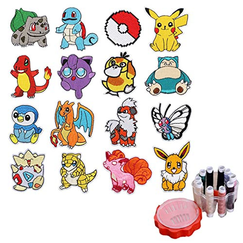 Packung Mit 16 Patches BüGelflicken FüR Kinder Pokemon AufnäHer BüGelbilder FüR Textilien Kinder Patches Zum AufbüGeln AufnäHer Kinder FüR Kinder, Jungen, MäDchen, FüR Jacken, Jeans, RucksäCke von DragonX2