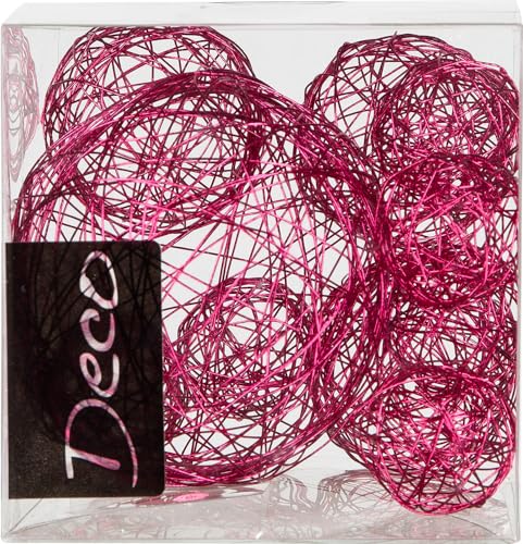 Drahtbälle Set 10-tlg. fuchsia (Klarsichtbox 1000 ml), Drahtkugeln fuchsia, Tischdeko, Deko für Hochzeit, Tischdekoration, Tischdeko fuchsia von Draht-deko