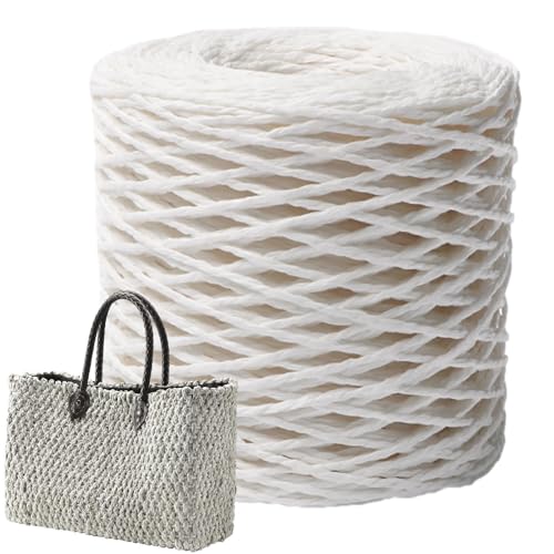 Raffia Garn Zum Häkeln, 150M Raffia Papierband Naturbast, Raffia Paper Schnur, Geschenkband Verpackung Papier Bindfäden Für, Strandtaschen, Hüte, di y Handwerk Weberei Dekoration von Dranng