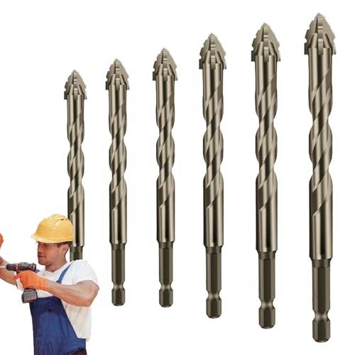vierschneidiger exzenterbohrer-set,hochfeste Exzenterbohrer mit vier Schneiden und Sägezahnung Gezahnte Steinbohrer Gezahnter Bohrer-Set mit hoher Härte und a bgeschrägter Spitze | für Beton, Glas von Dranng