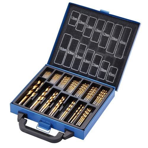 Draper 08887 HSS-Bohrer-Set, Titannitrid, beschichtet, 1,5–10,0 mm, für Stahl, Nichteisenmetalle, Holz und Hartplastik, 99-teilig Draper 08887 HSS-Bohrer-Set, Titannitrid, beschichtet, 1,5–10,0 mm, für Stahl, Nichteisenmetalle, Holz und Hartplastik, 99-teilig von Draper