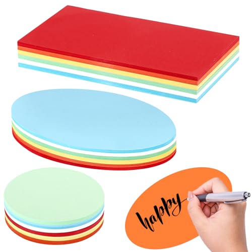 540 Stück Moderationskarten Set, Metaplankarten Rund, Oval und Rechteckig Bunte, Karteikarten Blanko Papier Karten für Büro Schule Präsentation und Bastelprojekte (3 Stlie + 6 Farben) von Draupnir