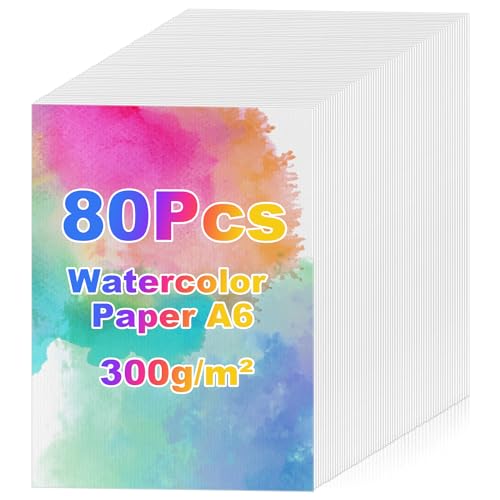 80 Blatt Aquarellpapier, Aquarellblock 300 g/m² Watercolor Paper Cards Aquarellpapier Karten Aquarellpapier Postkarten für Aquarell Anfänger Kinder Erwachsene DIY Handlettering Basteln(15,2 x 11,2 cm) von Draupnir