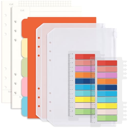 Ringbuch A5 Nachfüllbar Set, 6 Löcher A5 Nachfüllbare Notizpapier 90 Blätter (Gitter + liniertes), 5 Stücke Farbige Trennblätter, 400 Stücke Haftnotizen Bunt, 10 Stücke Umschlägbeutel Ringbuch A5 Nachfüllbar Set, 6 Löcher A5 Nachfüllbare Notizpapier 90 Blätter (Gitter + liniertes), 5 Stücke Farbige Trennblätter, 400 Stücke Haftnotizen Bunt, 10 Stücke Umschlägbeutel von Draupnir