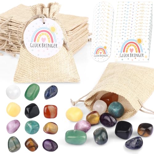 Draupnir 12 Stück Glückssteine für Kinder, Bunte Glücksbringer Magische Steine, Geburtstag Mitgebsel mit Jutesäckchen und Grußkarten für Taufe Kommunion Geburtstag oder Wichtelgeschenk Draupnir 12 Stück Glückssteine für Kinder, Bunte Glücksbringer Magische Steine, Geburtstag Mitgebsel mit Jutesäckchen und Grußkarten für Taufe Kommunion Geburtstag oder Wichtelgeschenk von Draupnir
