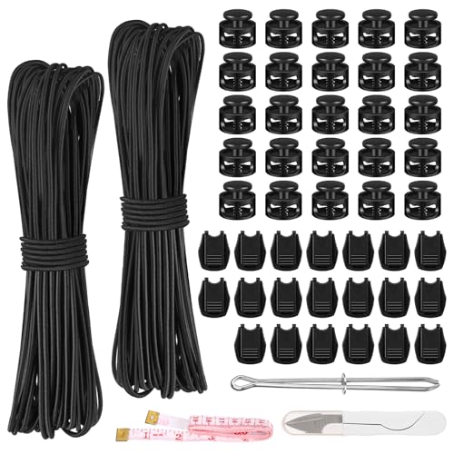 Draupnir 2 Stück 10m Elastische Gummischnur, 3mm Elastische Runde Schnur, Schwarzes Gummikordel mit 20 Reißverschluss Pull Cord Lock Cord, 20 Doppel-Loch Frühling für Rucksäcke, Schnürsenkel Draupnir 2 Stück 10m Elastische Gummischnur, 3mm Elastische Runde Schnur, Schwarzes Gummikordel mit 20 Reißverschluss Pull Cord Lock Cord, 20 Doppel-Loch Frühling für Rucksäcke, Schnürsenkel von Draupnir