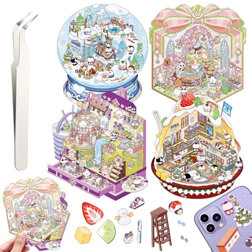 Draupnir 4 Sets DIY 3D House Stickers, DIY Haus Aufkleber Stickers Machen Sie Ihren Eigenen, Supermarkt, Kaffeehaus, Buchhandlung, Restaurant, Cute 3D Scene Sticker Set mit 1 Pinzetten Draupnir 4 Sets DIY 3D House Stickers, DIY Haus Aufkleber Stickers Machen Sie Ihren Eigenen, Supermarkt, Kaffeehaus, Buchhandlung, Restaurant, Cute 3D Scene Sticker Set mit 1 Pinzetten von Draupnir