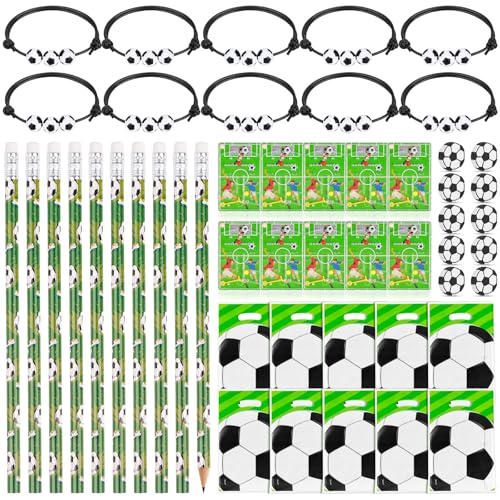 Draupnir 50 Stück Fußball Mitgebsel Set, Fussball Geburtstag Party Mitgebsel mit Bleistifte Partytüten Fußball Flipperspiel Radiergummis Armbänder für Give Aways Kindergeburtstag Jungen Mädchen Draupnir 50 Stück Fußball Mitgebsel Set, Fussball Geburtstag Party Mitgebsel mit Bleistifte Partytüten Fußball Flipperspiel Radiergummis Armbänder für Give Aways Kindergeburtstag Jungen Mädchen von Draupnir