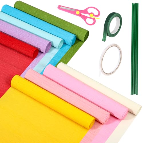 Draupnir 9 Rollen Krepppapier, 25 x 250 cm Krepppapier Bunt, Krepppapier mit Kabel Grünes, Blumenband, Doppelseitiges Klebeband und Schere, 9 Farben für Party, Hochzeit, Geburtstags Deko Draupnir 9 Rollen Krepppapier, 25 x 250 cm Krepppapier Bunt, Krepppapier mit Kabel Grünes, Blumenband, Doppelseitiges Klebeband und Schere, 9 Farben für Party, Hochzeit, Geburtstags Deko von Draupnir