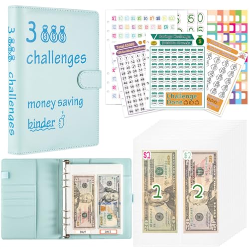 A5 Budget Planner Deutsch Ringbuch Bugetplaner Budget Binder Finanzplaner Budget Sparen Mappe Sparbuch Geld Organizer für Cash Stuffing Geschenk mit 100 Binder Taschen (Blau) von Drawelry