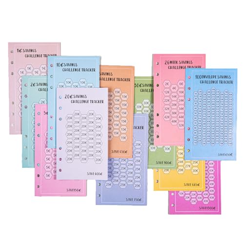 A6 Sparchallenge Budgetplaner (48er Set),12 Sparchallenges, Budget Planner Deutsch Zubehör, Spar Challenge Set mit 1€ bis 30€, 26WOCHEN/30TAGE/52 WOCHEN/100 TAGE Kleingeld | DIY Challenge EUR€5050 von Drawelry