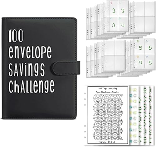 Budget Planner Deutsch A5 Budget Binder Geld Organizer Budget Planer mit 100 Binder Taschen Ringbuch Finanzplaner Haushaltsbuch Sparen Mappe Cash Stuffing Startset (Schwarz) von Drawelry