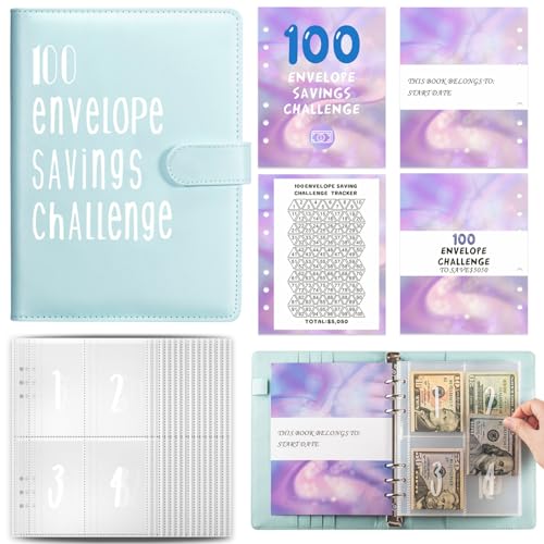 Budget Planner Deutsch A5 Budget Binder Geld Organizer Ringbuch Finanzplaner Sparen Mappe 100 Envelope Challenge Binder, Cash Stuffing Startset (Blau) von Drawelry