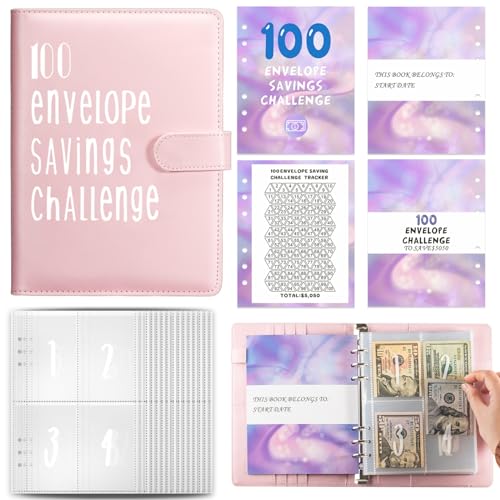 Budget Planner Deutsch A5 Budget Binder Geld Organizer Ringbuch Finanzplaner Sparen Mappe 100 Envelope Challenge Binder, Cash Stuffing Startset (Rosa) von Drawelry