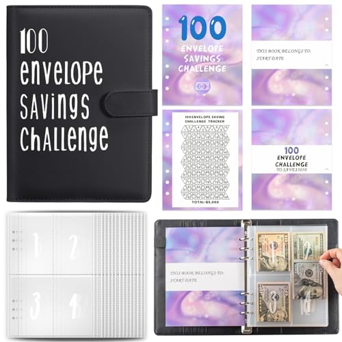 Budget Planner Deutsch A5 Budget Binder Geld Organizer Ringbuch Finanzplaner Sparen Mappe 100 Envelope Challenge Binder, Cash Stuffing Startset (Schwarz) von Drawelry