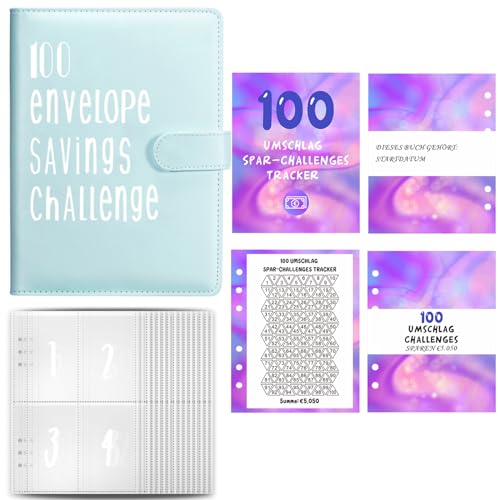 Drawelry Budget Planner Deutsch A5 Budgetplaner Geld Organizer Ringbuch Finanzplaner Haushaltsbuch Sparen Mappe 100 Envelope Challenge Binder, Cash Stuffing Startset (Blau) von Drawelry