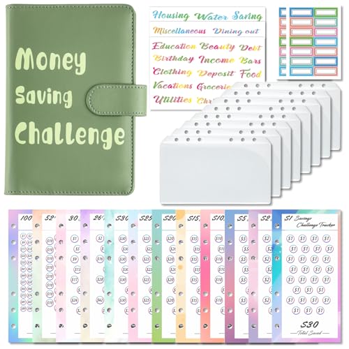 Budget Planner Deutsch A6 Budget Binder Geld Organizer Ringbuch Finanzplaner Sparen Mappe 100 Envelope Challenge Binder, Cash Stuffing Startset (Matcha-Grün) von Drawelry