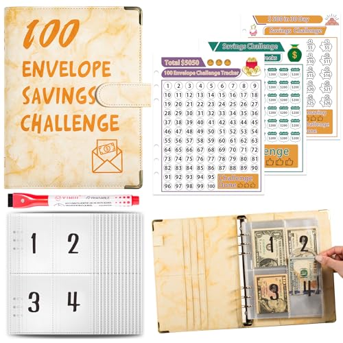 Budget Planner Deutsch Budget Planer Geld Organizer mit 100 Binder Taschen A5 Mulitfarbig Ringbuchordner für Finanzplaner Budget Sparen Mappe Cash Stuffing Startset Geburtstags Geschenkk (Beige) von Drawelry