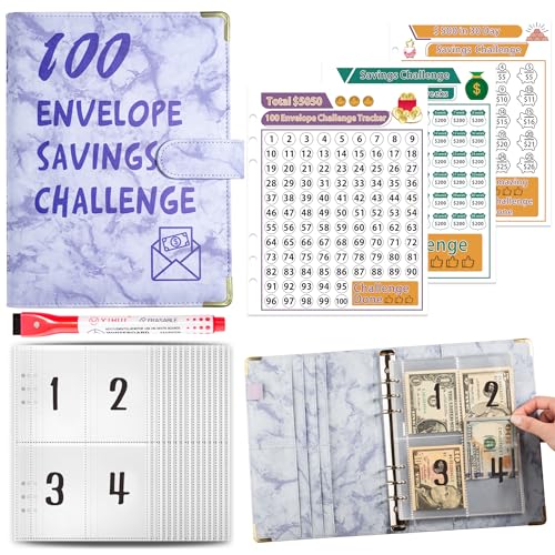 Budget Planner Deutsch Budget Planer Geld Organizer mit 100 Binder Taschen A5 Mulitfarbig Ringbuchordner für Finanzplaner Budget Sparen Mappe Cash Stuffing Startset Geburtstags Geschenkk (Lila) von Drawelry