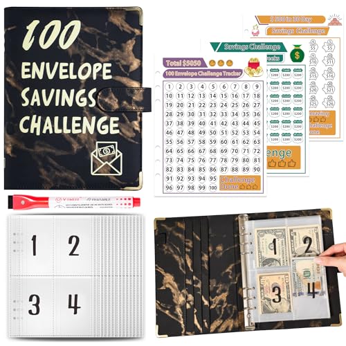 Budget Planner Deutsch Budget Planer Geld Organizer mit 100 Binder Taschen A5 Mulitfarbig Ringbuchordner für Finanzplaner Budget Sparen Mappe Cash Stuffing Startset Geburtstags Geschenkk (Schwarz) von Drawelry