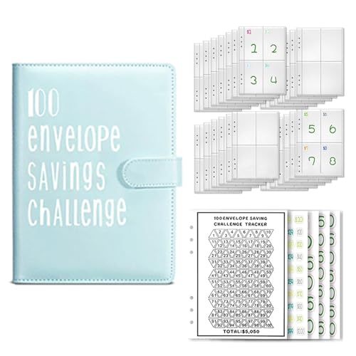 Budget Planner Deutsch Budget Planer Geld Organizer mit 100 Binder Taschen A5 Ringbuchordner für Finanzplaner Budget Sparen Mappe Cash Stuffing Startset Geburtstags Geschenk (Sky Blue) von Drawelry