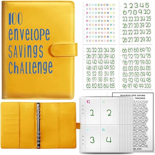 Budget Planner Deutsch Budget Planer Geld Organizer mit 100 Binder Taschen A5 Ringbuchordner für Finanzplaner Budget Sparen Mappe Cash Stuffing Startset Geburtstags Geschenk (Yellow) von Drawelry