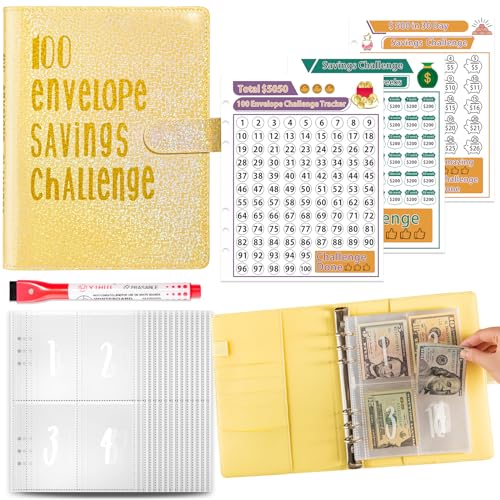 Budget Planner Deutsch Budget Planer Geld Organizer mit 100 Binder Taschen A5 Ringbuchordner für Finanzplaner Budget Sparen Mappe Cash Stuffing Startset Geburtstags Geschenke (Gelb) von Drawelry