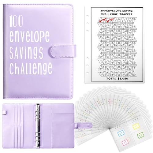 Budget Planner Ringbuch A5 Budget Planer Geld Organizer mit 100 Binder Taschen Finanzplaner Budget Sparen Mappe Cash Stuffing Startset Geburtstags Geschenk (Lila) von Drawelry