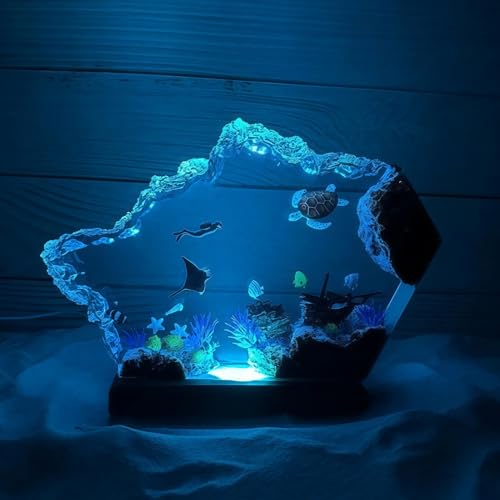 Drawelry 3D Epoxidharz Ozeanfigur Ornamente mit Holzsockel, LED Buntes Nachtlicht, Harz Ozean Tier Statue Hai Wale Pinguin Oktopus Figuren Skulptur Kunsthandwerk Mini Meere Aquarium Dekoration (B4, L) Drawelry 3D Epoxidharz Ozeanfigur Ornamente mit Holzsockel, LED Buntes Nachtlicht, Harz Ozean Tier Statue Hai Wale Pinguin Oktopus Figuren Skulptur Kunsthandwerk Mini Meere Aquarium Dekoration (B4, L) von Drawelry