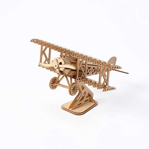 Drawelry 3D Holzpuzzle Ornament Kreative DIY Holzhandwerk Statue Steampunk Transport Modellbau Holz Skulptur Puzzle Heimtisch Dekoration Geburtstag Geschenk für Erwachsene Männer Frauen (Flugzeug) von Drawelry