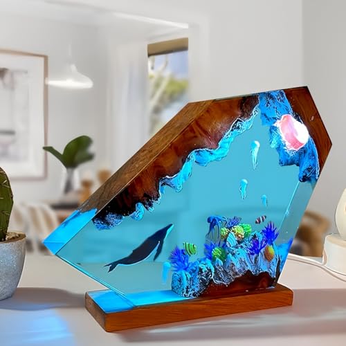 Drawelry 3D Ozean Epoxidharz Nachtlicht mit Holz Sockel Remote Control Einstellbare Helligkeit, Marine Leben Skulptur Tisch 5 Farben LED Lampe Ornamente für Heim Büro Dekor Geburtstags Geschenk (A5) Drawelry 3D Ozean Epoxidharz Nachtlicht mit Holz Sockel Remote Control Einstellbare Helligkeit, Marine Leben Skulptur Tisch 5 Farben LED Lampe Ornamente für Heim Büro Dekor Geburtstags Geschenk (A5) von Drawelry