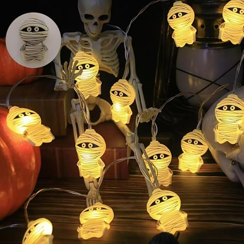 Drawelry Halloween Deko Lichterkette mit USB Angetrieben LED Lichterketten Spinnen Dämonen Geister Kürbis Nacht Lichter für Halloween Party Innen Außen Dekoration (USB-05, 1.5m) von Drawelry