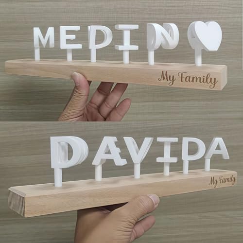 Drawelry Personalisiert 3D Name Gedruckt Ornament Individuell Dual Namen Illusion Liebe Stände Platte Schreibtisch Theken Dekoration für Weihnachten Geburtstag Hochzeit Geschenk (E) von Drawelry